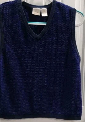 EP Pro Woman’s Cotton Blend Deep Purple And Black Golf Sweater Vest Size Large  - Image 1 of 4