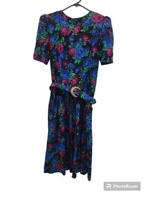 Vestido vintage años 80 PS ILLUSTRATIONS con cinturón CON BOLSILLOS TALLA 6  Foto 1 de 4