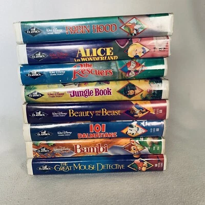 VHS Disney Black Diamond Classic Movies Lot Of 8 Bambi Jungle Book and More - Image 1 of 4