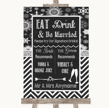 Wedding Sign Poster Print Chalk Winter Signature Favourite Drinks
