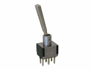 DPDT MINI-TOGGLE SWITCH, LONG FLAT HANDLE, PLAIN BUSHING 5A, 120Vac - Picture 1 of 1