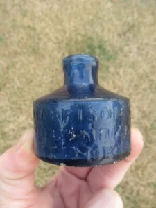 RARE Antique 1850's Harrison's Columbian Ink Cobalt Inkwell Bottle, Pontil - Picture 1 of 24