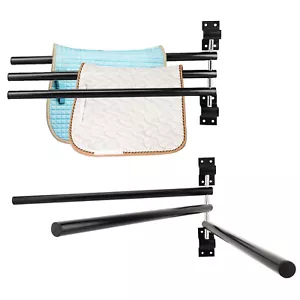 Saddle Pad Rack with 3 Bar,Wall Mounted Swinging Horse Blanket Rack for Hanging - Picture 1 of 9