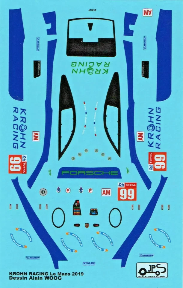 PORSCHE 991 RSR II  N°99 -24 HOURS LE MANS 2019  JPS DECALS 1/43 - Immagine 1 di 1