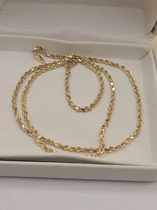 14K 5 Gram Gold 3mm Semi Solid Rope with Lobster Clasp Chain Necklace 20 Inch - Picture 1 of 9