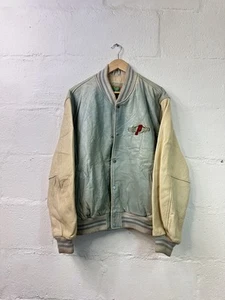 Blue Pilot Leather Bomber Jacket - Picture 1 of 7