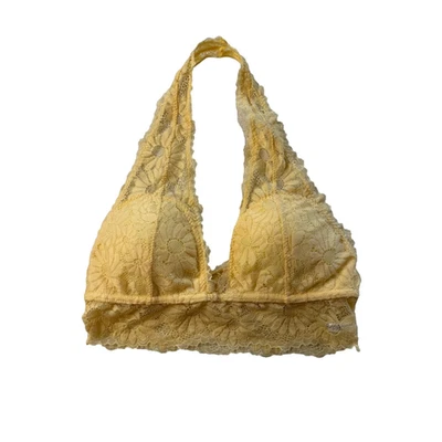 Rue 21 Women's M Boho Hippie Festival Lace Butter Yellow Halter Padded Bralette  - Image 1 of 4