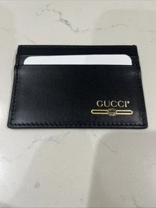 Gucci Black Leather Cardholder – Authentic with Certificate & Gold Logo *MINT* - Picture 1 of 4