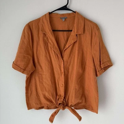 Blusa para mujer Charlotte Russe naranja de algodón y lino Foto 1 de 4