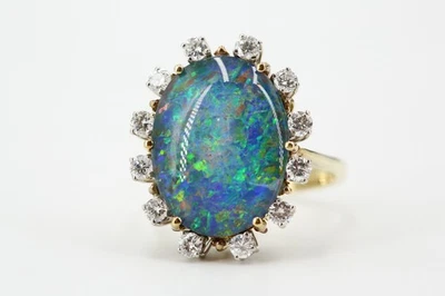 0,81 ct. Brillant Ring 585 Gold Opal Triplette Diamant VS2-SI1 H Ringgröße 62 - Bild 1 von 4
