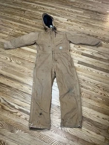 VTG Carhartt Coveralls Mens Sz 44 Reg Insulated Lined Coveralls Made In USA - Picture 1 of 21
