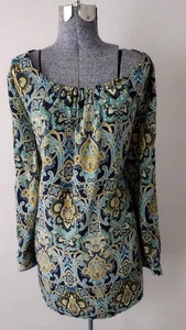 Perch by Blu Pepper Dress Womens 2XL Boho Paisley Long Sleeve Pullover Maxi - Picture 1 of 13