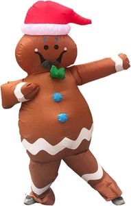 Christmas Inflatable Gingerbread Man Costume Party Blow-Up Suit for Adult Christ - Picture 1 of 12