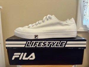 FILA Lifestyle Low Top White Canvas Sneakers TARP 1911 CVO Men Sz 9 Wht/fred/blk - Picture 1 of 24