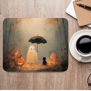 Ghost Black Cat Halloween Mouse Pad Gothic Spooky Pumpkin Desk Mat - Picture 1 of 5