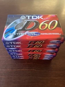 TDK D60 Cassette Nastri IEC1/Tipo 1 Posizione Normale Audio 6 Nastri Sigillati NUOVO - Foto 1 di 4