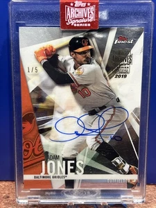 Adam Jones Auto 2019 Topps Archive 1/5 Signatures On 2017 Topps Finest Card - Picture 1 of 3