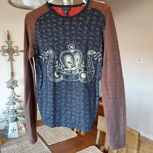 Custo Barcelona King Of Nothing Graphic LS Tshirt Sz 1 Small Blck/Brwn/Burg/Gray - Picture 1 of 13