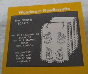 Vintage WonderArt Handarbeit Schal "Rosenknospen" 16x42 100% Baumwolle 301D/R RN26169 - Bild 1 von 10