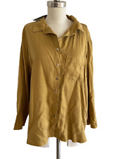NWT Cut Loose Soft Tencel Button Up Collared Shirt Top Sz XL Mustard Khaki USA