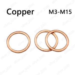 99.9% Pure Copper Ring Seals and Gaskets DIN7603 M3 M4 M5 M6 M7 M8 M9 M10-M15 - Picture 1 of 6