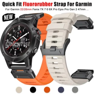 Silicone Watch Band Strap Metal Buckle For Garmin Fenix 7 7X 6 6X 5 5X 3 Tactix - Picture 1 of 17