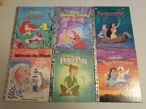 Lot of 6 Vintage Disney Little Golden Books Children Characters 1965 to 1990s D2 - Picture 1 of 10