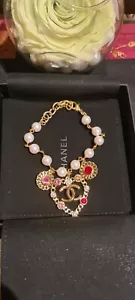 Chanel Red Heart CC Logo Bracelet - Picture 1 of 6