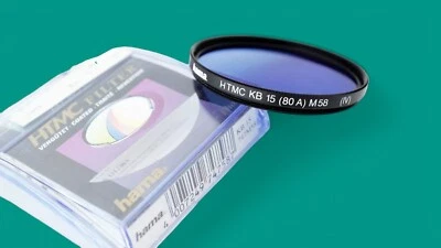 Filtro de lente de vidrio azul de equilibrio de luz 58 mm HTMC KB 15 Hoya 80A 58 mm Japón Foto 1 de 4