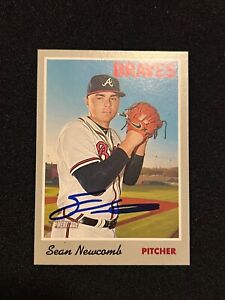 SEAN NEWCOMB Signed Autographed 2019 Topps Heritage Baseball Card ATL Braves #17