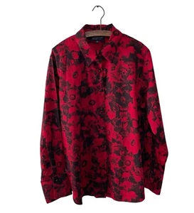 Neu ohne Etikett Jones New York Bluse Damen 2XL rot Blumen Cottagecore Büro Corpcore - Bild 1 von 10