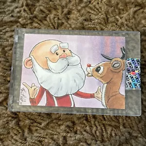 Original Künstler Skizzenkarte - Weihnachtsmann 1/1 einzigartig! Kevin P. West - Bild 1 von 2