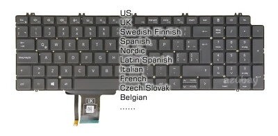 Teclado para DELL Precision 7550 7750 gris negro, para versión retroiluminada, tirado Foto 1 de 2