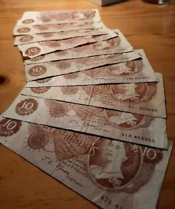 10 /- British Shillings Bank of England old Banknote - various Cashiers avail. - Picture 1 of 7