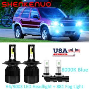 For Ford Escape 2001-2004 4x 8000K Bulbs 9003 H4 LED Headlight 881 Fog Light Kit - Picture 1 of 12