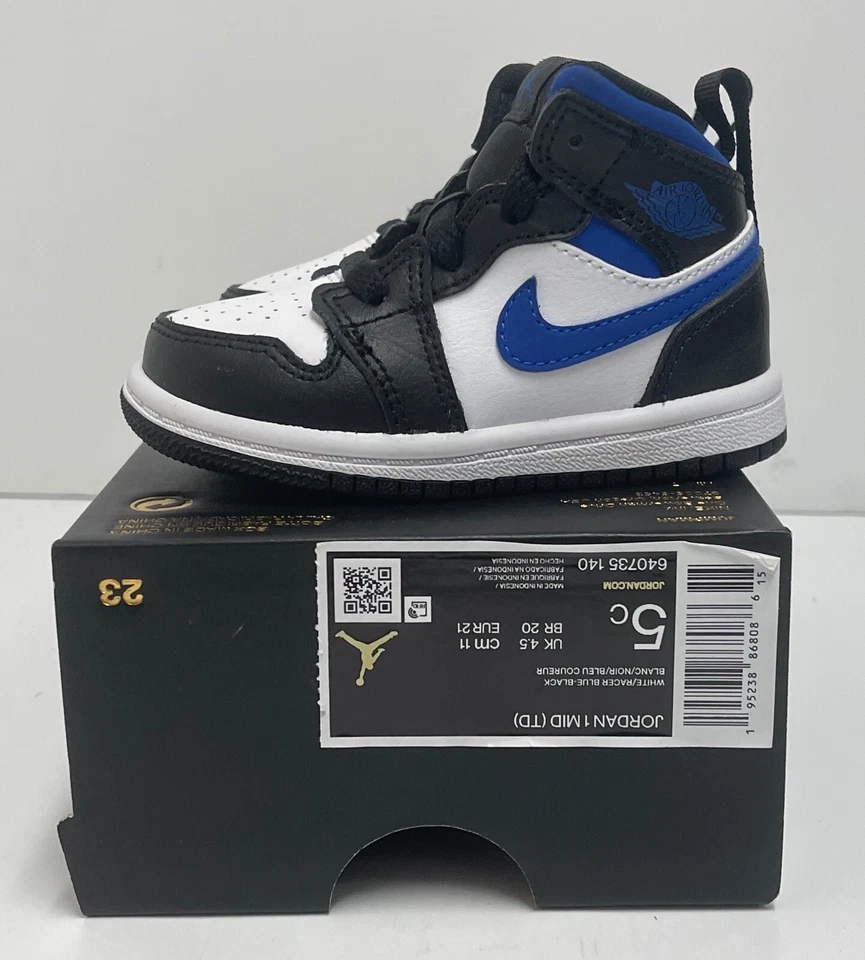 Nike Air Jordan 1 Mid Royal Racer Blue 640735-140 Toddler Baby Sneakers Shoes 9C