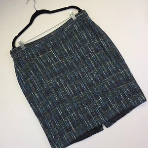 J Jill Skirt Womens 16P Petite Blue Green Tweed Pencil Teacher Office Academia - Picture 1 of 15