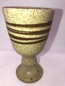 "Copa de cerámica hecha a mano vintage de gres rayas marrones moteadas 5,5""" - Imagen 1 de 4