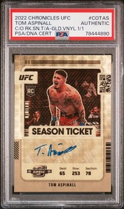 2022 Panini UFC Chronicles Contenders Optic Rookie Tom Aspinall Gold Vinyl 1/1