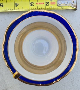 Taza de té y platillo vintage, Tirschenreuth, Baviera, dorado, azul, blanco - Imagen 1 de 12