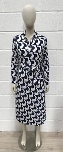 Boden Navy & White Geometric Print Shirt Dress Size UK 12P 1 RVB001 CP - Picture 1 of 7