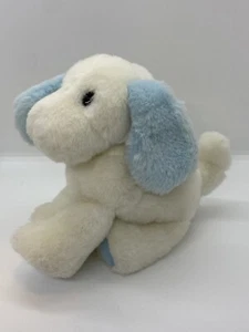 KinderGUND 1989 White & Blue 6” Small Puppy Dog Rattle Plush Roy Doll - Picture 1 of 4