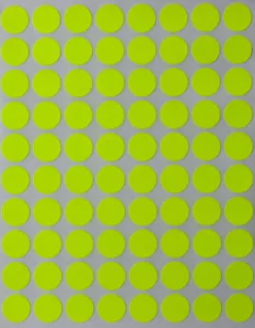 Neon Yellow Dot Stickers in Various Sizes (8MM-38MM) Color Label in 15 Sheets - Picture 1 of 25