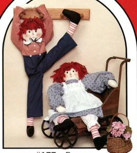 Ragtops Doll Soft Sculpture Pattern Folk Whimsical Raggedy Dolls Ragtop Hair - Picture 1 of 2
