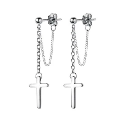 Kreuz Ohrringe 925 Silber Ohrhänger Ear Jacket Unisex Schmuck Geschenk A1771 - Bild 1 von 4