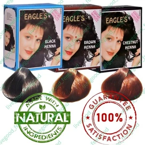 Eagles Henna Tinte Natural Larga Duradero Negro Marrón Castaño Indio Mehndi 6x10 - Imagen 1 de 15