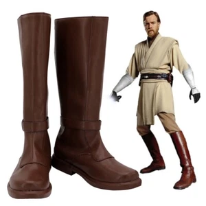 Star Wars Jedi Knight Obi Wan Kenobi Shoes Cosplay Boots Brown Ver. - Picture 1 of 4