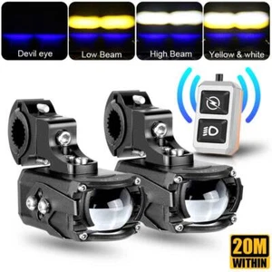 100W LED Motorcycle Spot Light Auxiliary Headlight Driving Fog Lamp White+Yellow - Picture 1 of 15
