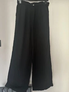 RiverIsland/Studios Women's Black Casual cotton relaxed troses 14 - Picture 1 of 11