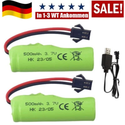 2 × 3,7V 500mAh Li-ion Akku Batterie SM Stecker mit Ladegerät für RC Auto Toys - Bild 1 von 4